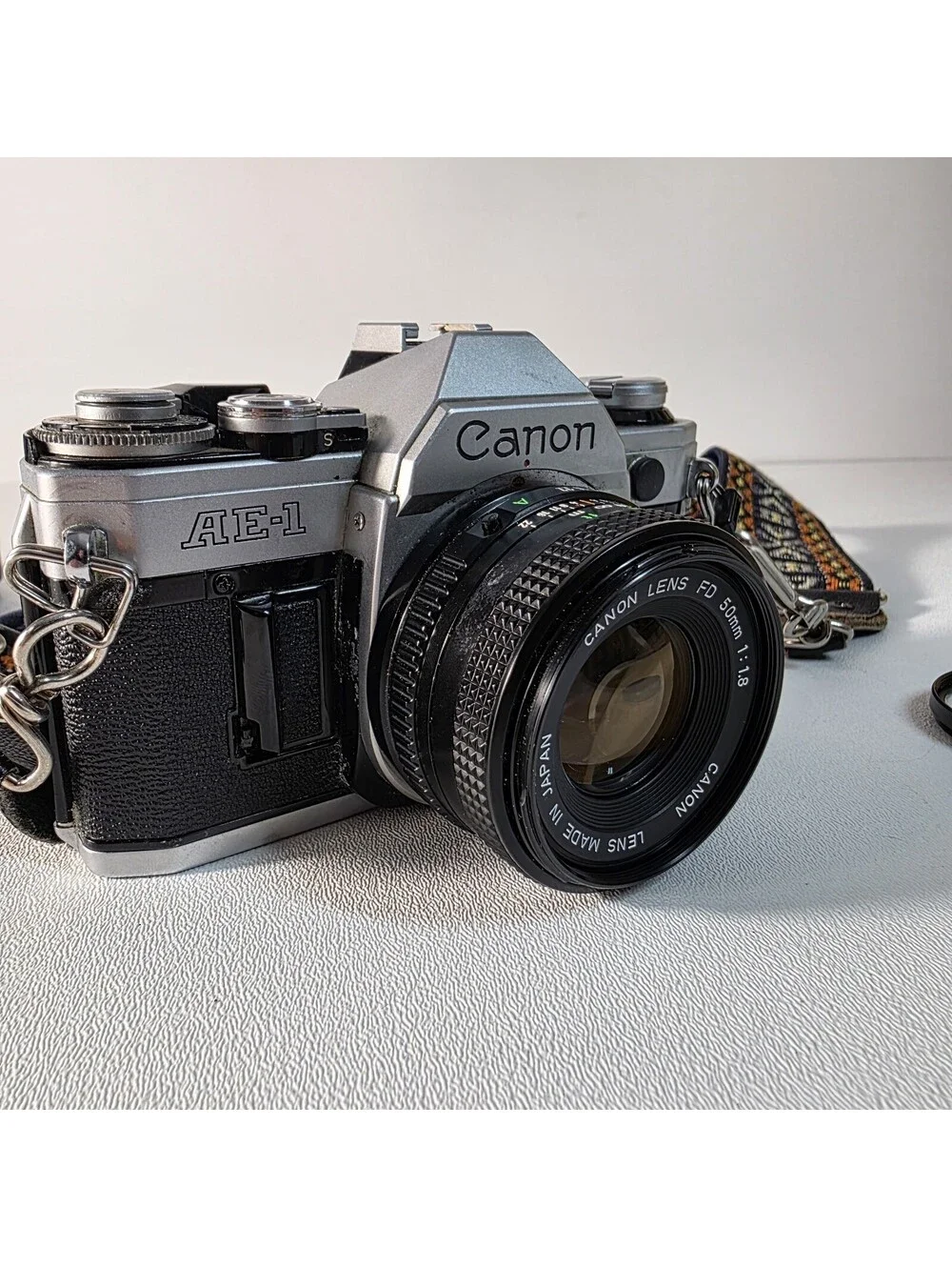 Canon AE-1 35mm SLR Film Camera W/50mm 1:1.8 Lens Film Tested W/Battery
